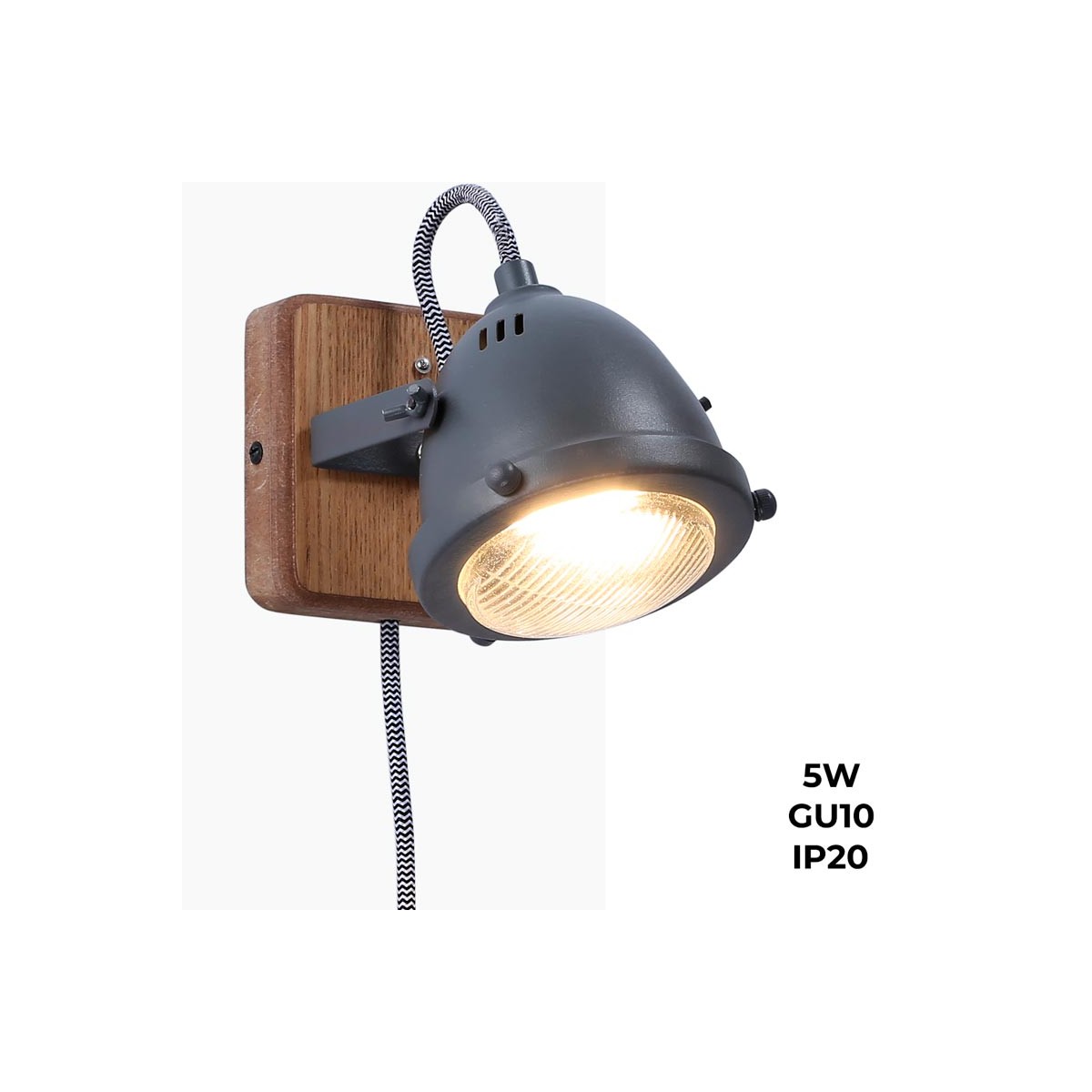 Wandlamp met fitting en schakelaar "MOTT" Inclusief gloeilamp