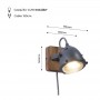 Vintage stijl industriële houten wandlamp met fitting en schakelaar "MOTT" Lamp inbegrepen