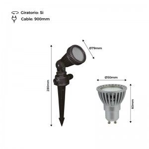 KIT Tuinpaal + Lamp GU10 LED 5W in groen