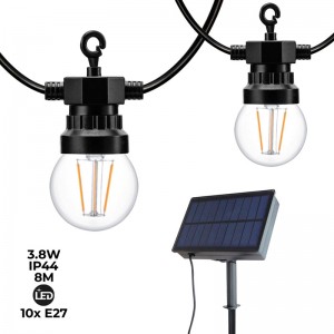 Solar LED slinger met batterij 8 meter met 10 geïntegreerde lampjes