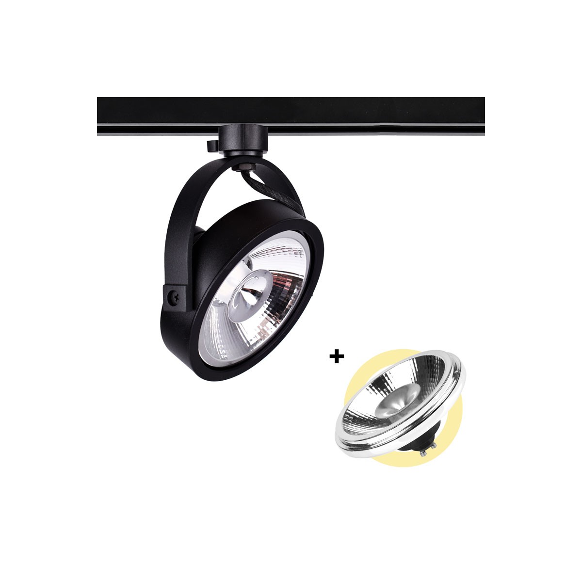 Set LED Track Spotlight 3 fase + LED-lamp AR111 GU10