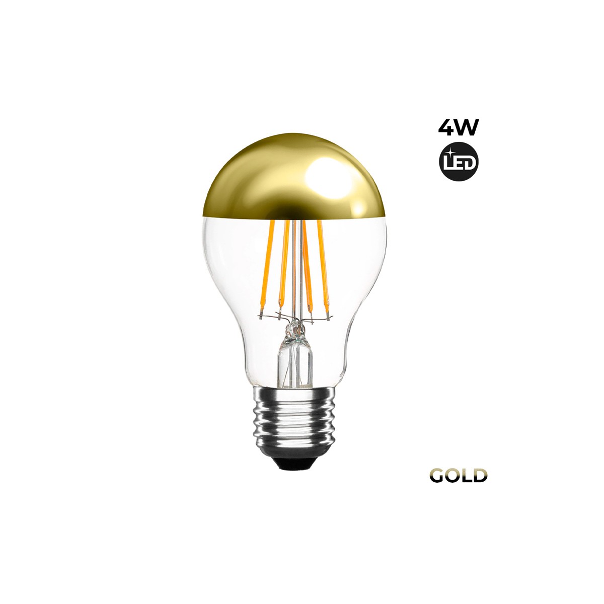 Gouden Spiegeleffect Ledlamp E27 4W