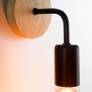 Morgan" houten wandlamp met metalen flexo lamp