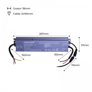 Triac dimbare driver 150W CV 12V 12A IP40