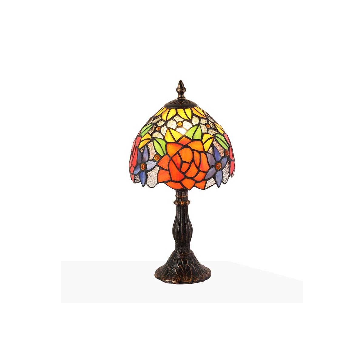 Tiffany geïnspireerde lamp met rozenmozaïek in glas