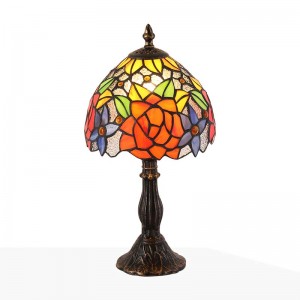 Tiffany geïnspireerde lamp met rozenmozaïek in glas