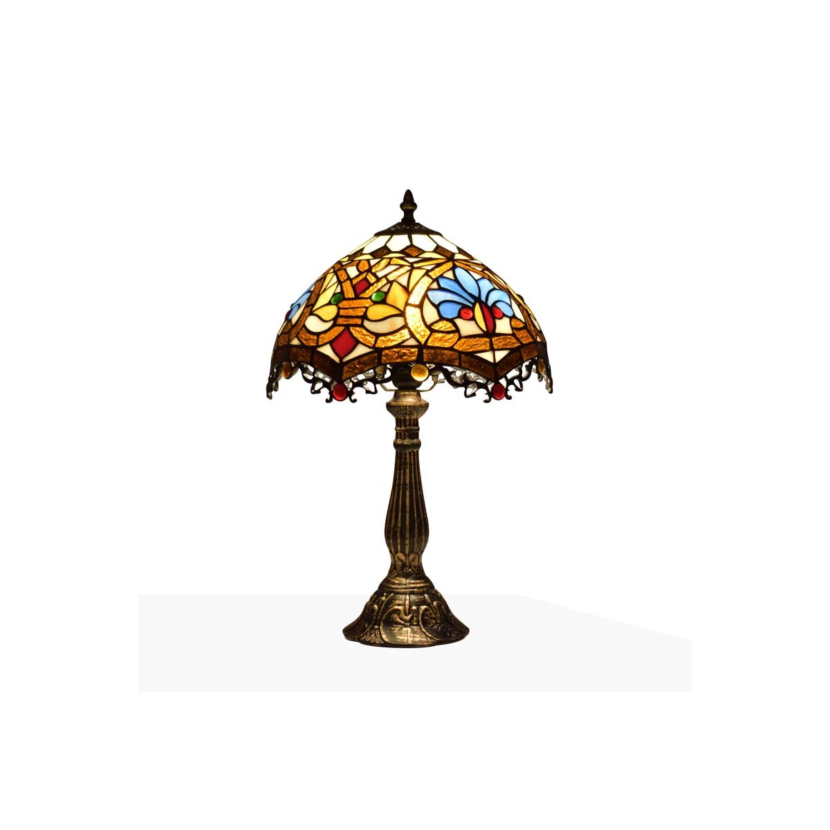 Tiffany geïnspireerde lamp met bloemenmozaïek in glas