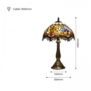 Tiffany geïnspireerde lamp met bloemenmozaïek in glas