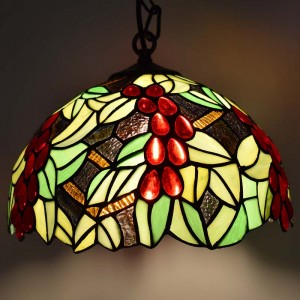 Tiffany geïnspireerde hanglamp met bloemenmozaïek in glas