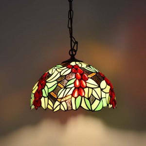 Tiffany geïnspireerde hanglamp met bloemenmozaïek in glas