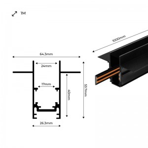 Magneetrail 20mm inbouw 48V 1 meter