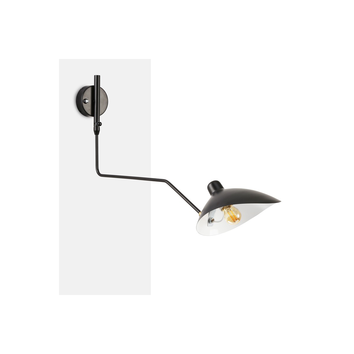 Zwarte wandlamp E27, geïnspireerd op Serge Mouille