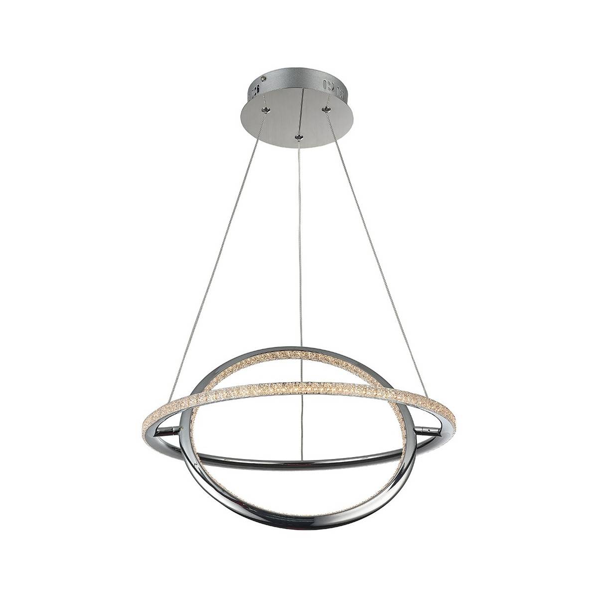 SIRKLER HANGLAMP NORDIC STIJL KWARTS EFFECT 28W, NIKKEL-CHROOM AFWERKING 4000K