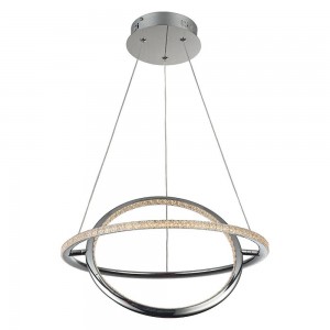 SIRKLER HANGLAMP NORDIC STIJL KWARTS EFFECT 28W, NIKKEL-CHROOM AFWERKING 4000K