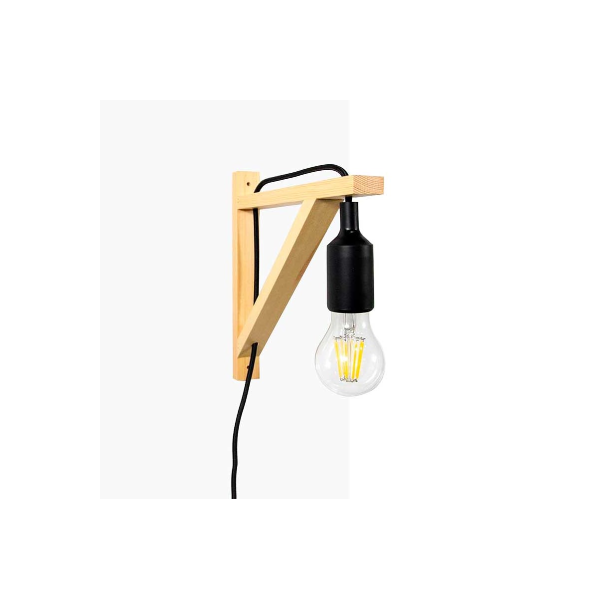 Scandinavische wandlamp "YOJO" houten beugel en siliconen hanglamp