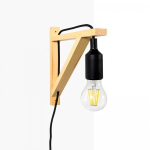 Scandinavische wandlamp "YOJO" houten beugel en siliconen hanglamp