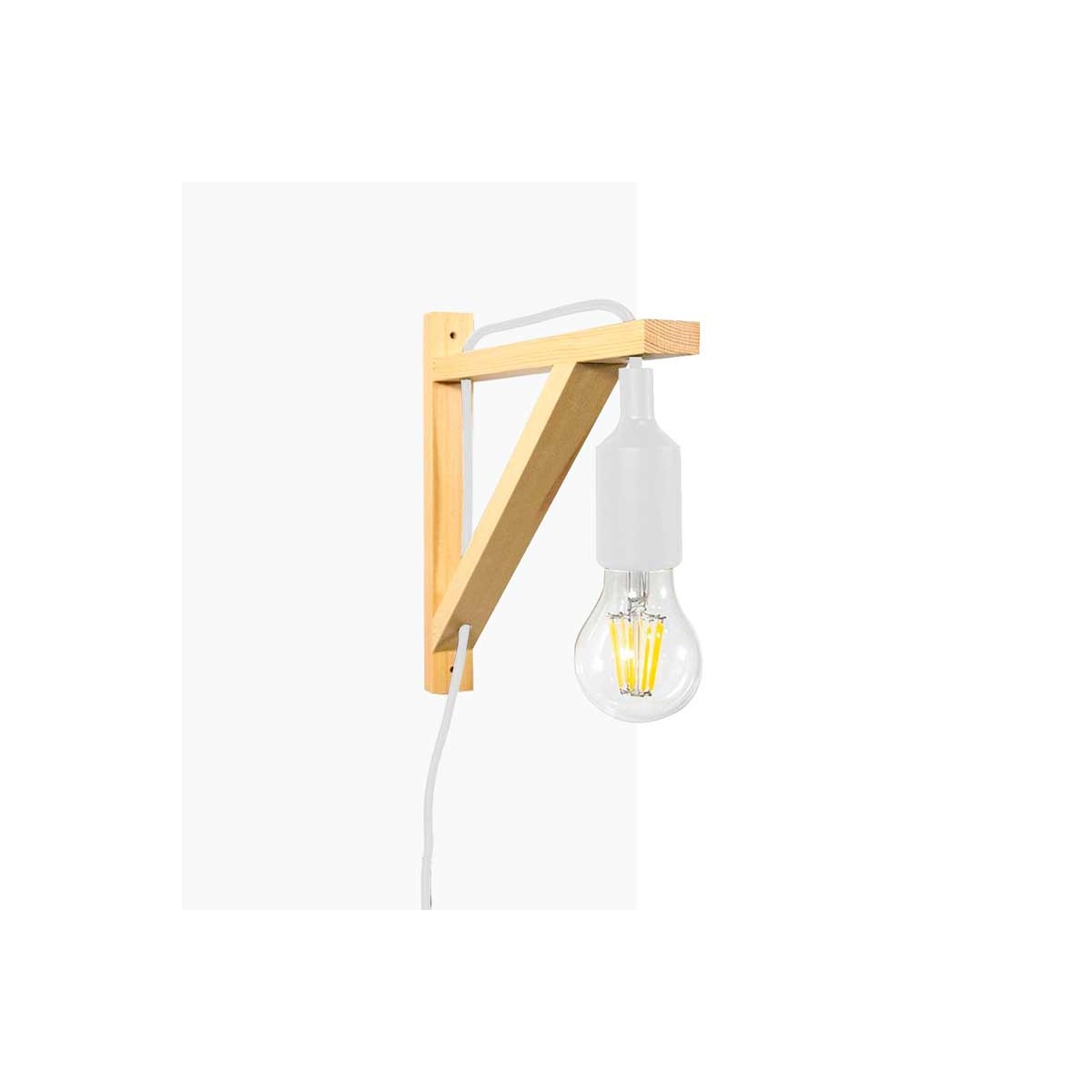 Scandinavische wandlamp "YOJO" houten beugel en siliconen hanglamp