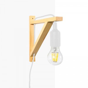 Scandinavische wandlamp "YOJO" houten beugel en siliconen hanglamp