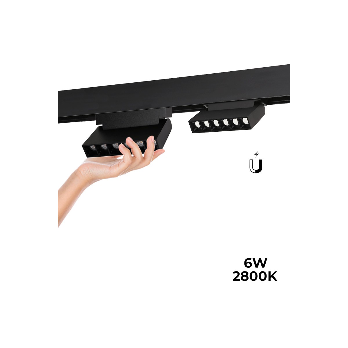 LED zwenkbare lineaire spot voor magnetische rail 20mm 48V 6W