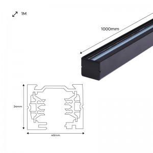 Driefasige rail voor LED-spotlights - 1 meter staaf