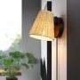 Rieten wandlamp met "Blind" stekker. E27