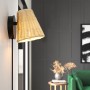 Rieten wandlamp met "Blind" stekker. E27