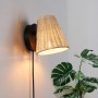 Rieten wandlamp met "Blind" stekker. E27