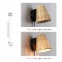 Rieten wandlamp met "Blind" stekker. E27