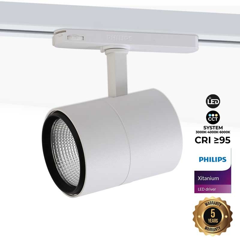 Driefasige LED railspot CCT 42W - CRI 95 - Geïntegreerde Philips Xitanium driver