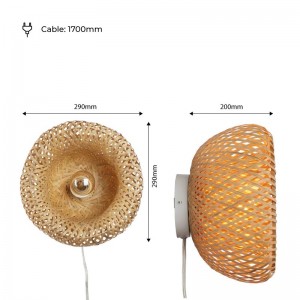 Rieten wandlamp cotas