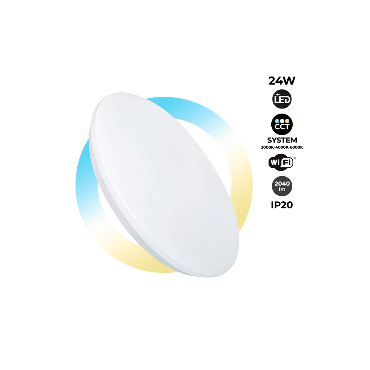 SMART - CCT WIFI aansluiting LED plafondlamp opbouw 24W - IP20