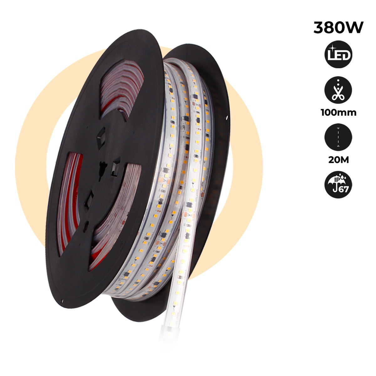 LED Strip 220V 300W (2400xSMD2835) 12mm IP67 Rol 20 meter 1