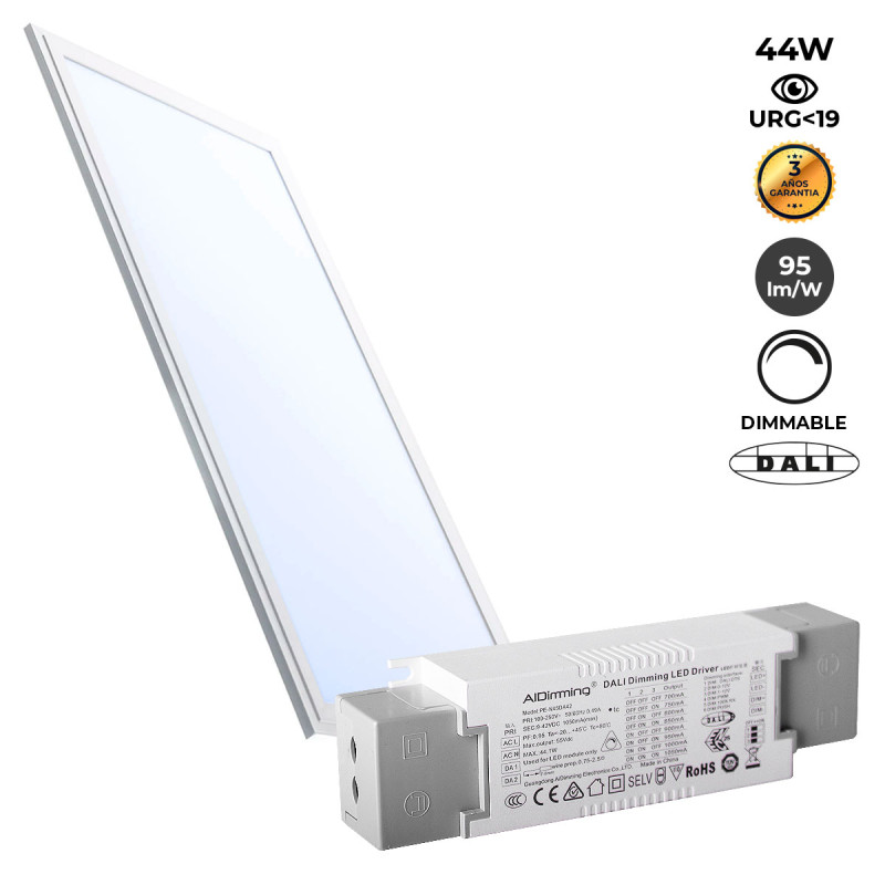 Dimbaar DALI LED inbouwpaneel 120x30cm 44W 3980LM UGR19