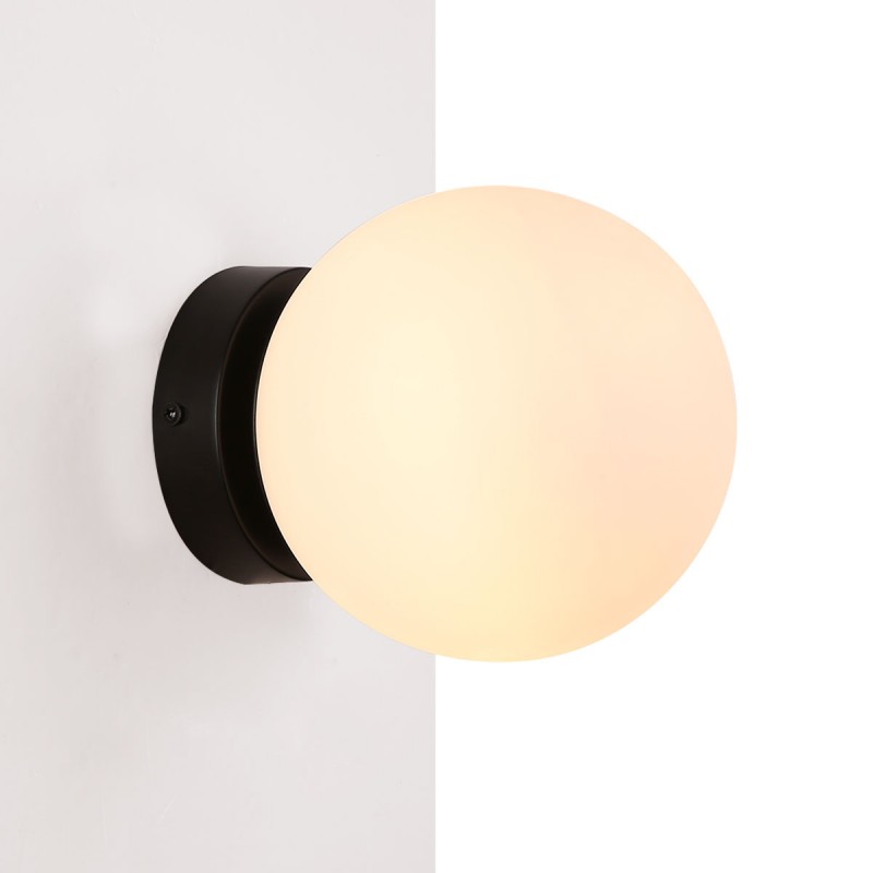 Wandlamp met bol 40W - IP44_ ZWART