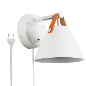 Ellen" leren wandlamp met snoer en schakelaar