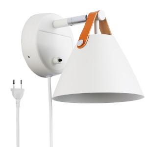 Leren wandlamp "Ellen" met kabel en schakelaar