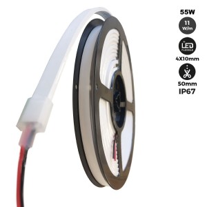 Flexibele LED neon 24V DC - 4x10mm - 5 meter - Complete set - IP67 - 11W/m - Zijdelingse kromming