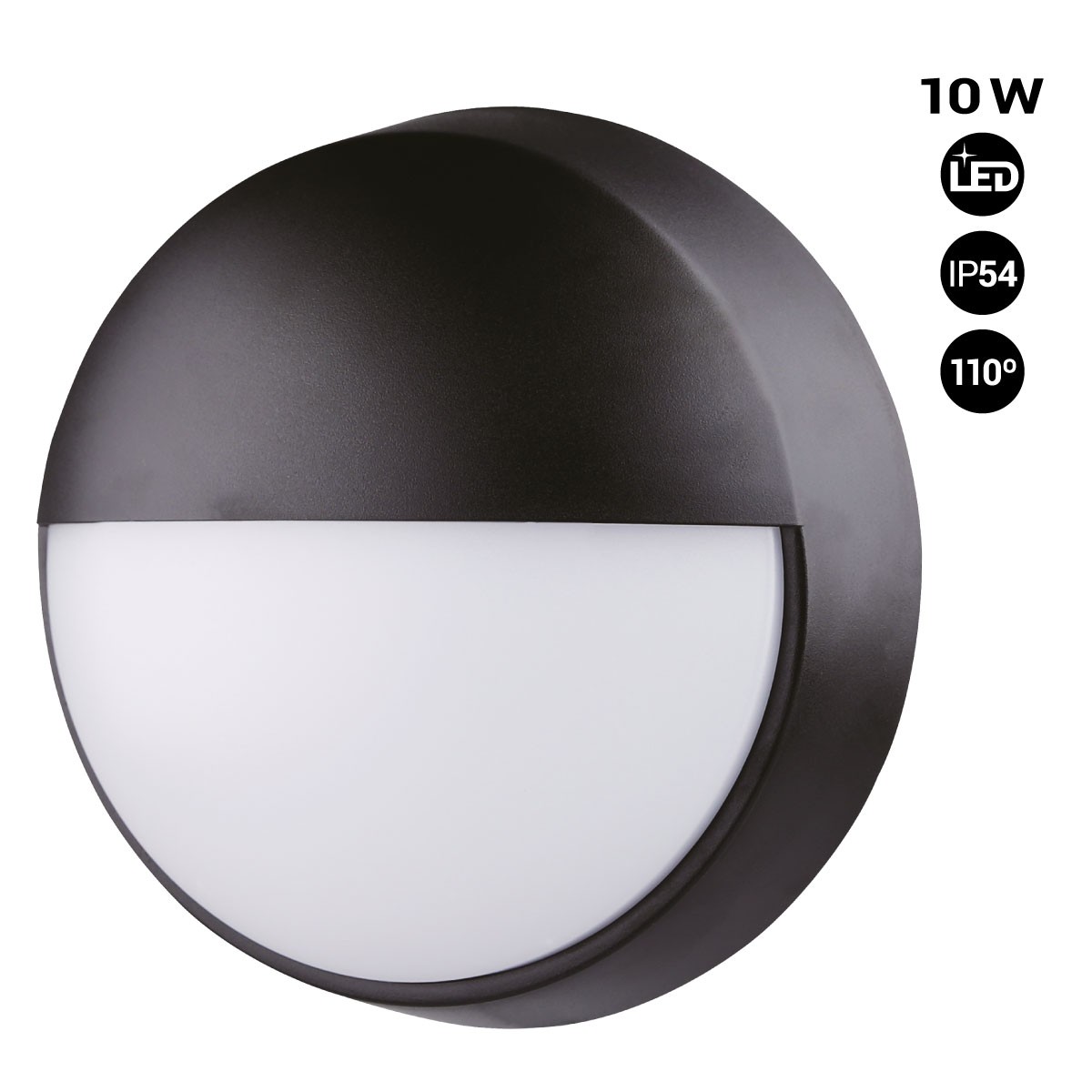 Ronde wandlamp voor buiten / Halve maan - 10W - IP54 - 110º - 110º.