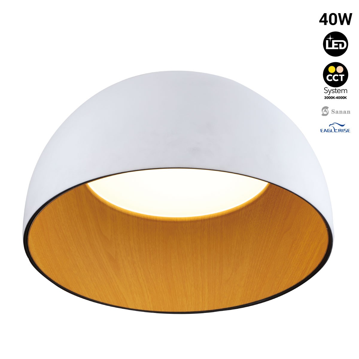 LED plafondlamp "GINA" 40W - CCT (3000K-4000K) - Hout