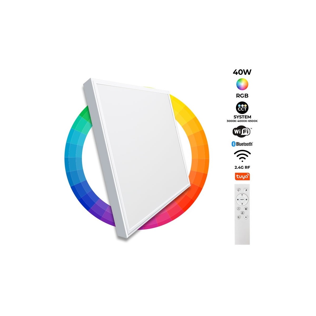 WIFI SMART RGB / RGBW + CCT - 60x60 cm - 40W - Met montageset