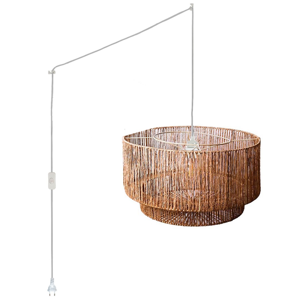 Jute hanglamp met schakelaar en fitting "Bali".