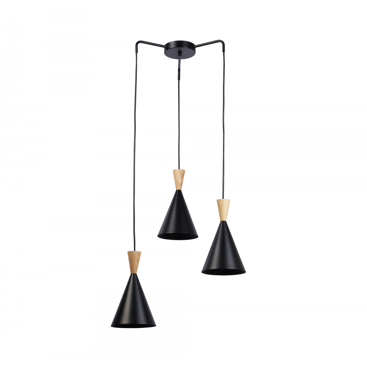 Drievoudige hanglamp E27 hout - Design Solvang - inspiratie TOM DIXON