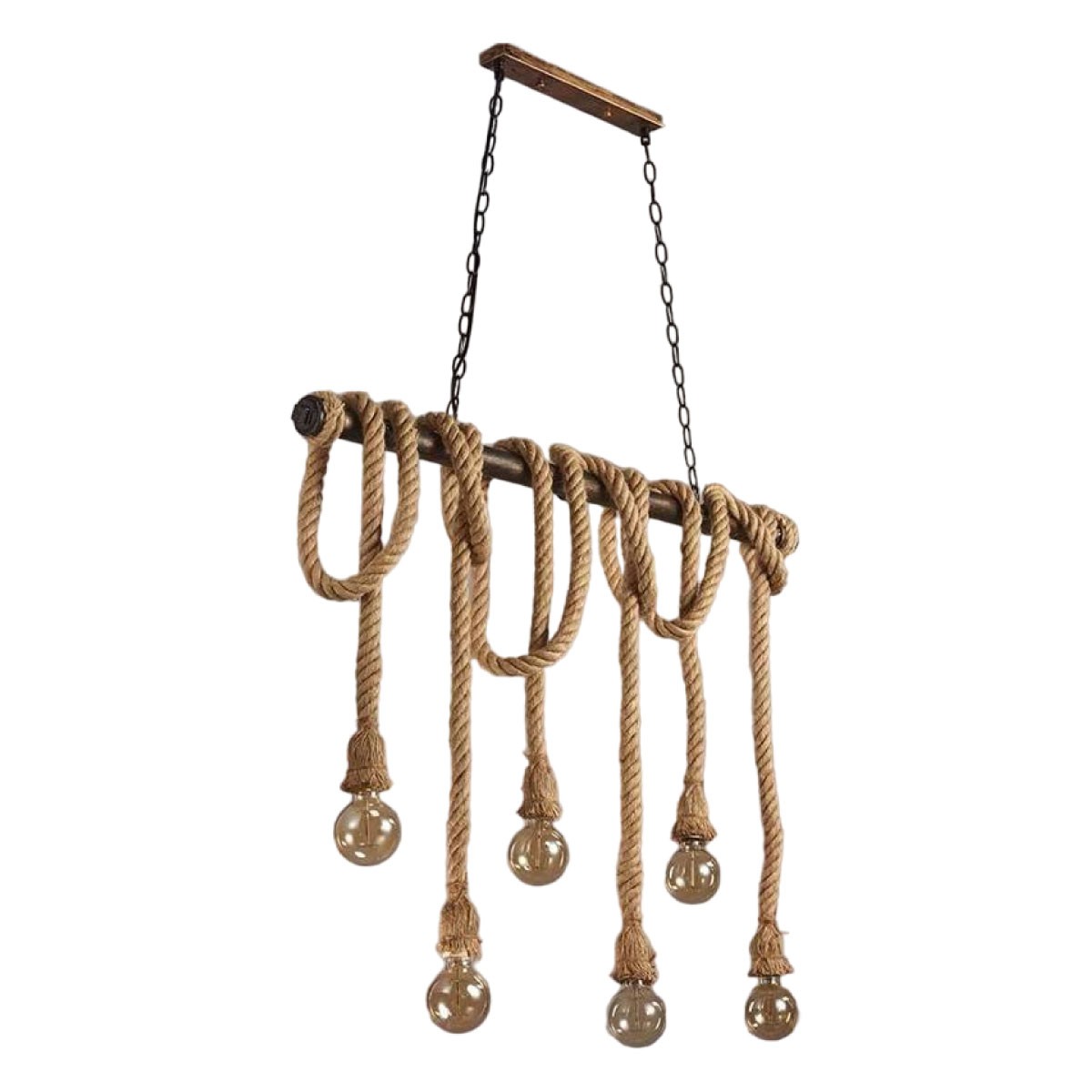 Pijp hanglamp "ROPE" met 6 touwen