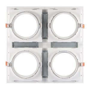 Set x 4 - Vierkante cardan-as downlight ring voor QR111 of AR111 lamp - Uitsparing 155 x 155 mm