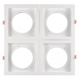 Set x 4 - Vierkante cardan-as downlight ring voor QR111 of AR111 lamp - Uitsparing 155 x 155 mm