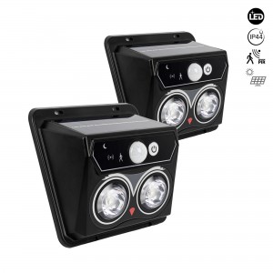 Kit x 2 - Buiten wandlamp op zonne-energie met PIR sensor - 1W (2x0,5W) - IP44