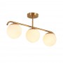 Drievoudige gouden plafondlamp "TALÍ"- Flos IC inspiratie - 3xE27- Goudkleurig chroom - Bol in opaline kristalØ15cm