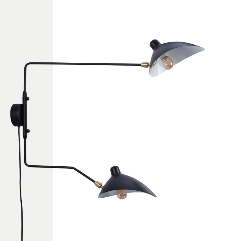 Design wandlamp "Louise" met fitting - Inspiratie "Serge Mouille"- 2xE27