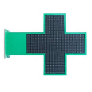 Programmeerbaar groen monocolour LED apothekerskruis P10 - Buiten - 96x96cm