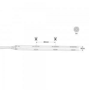 COB LED Strip 24V DC - 12W/m - Kleuren - 8mm - IP20 - Rol van 5 meter - Elke 4cm geknipt - Elke 4cm geknipt